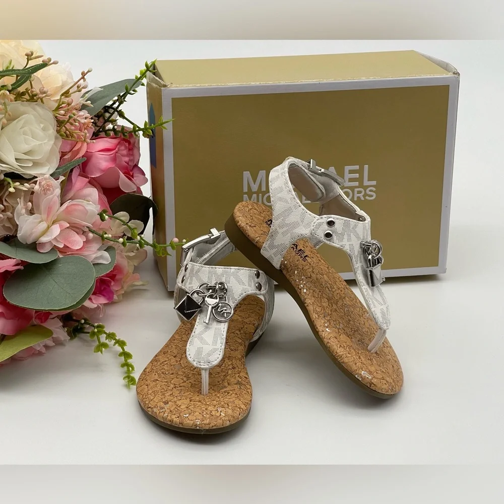 Michael Kors Girl’s Monogram Thong Charm Sandals